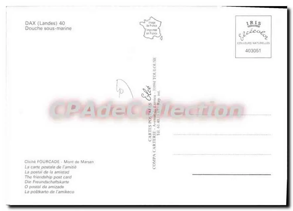 Chuveiro subaquático — DAX (Landes) — Editor Élèe, n° 403051 - Verso