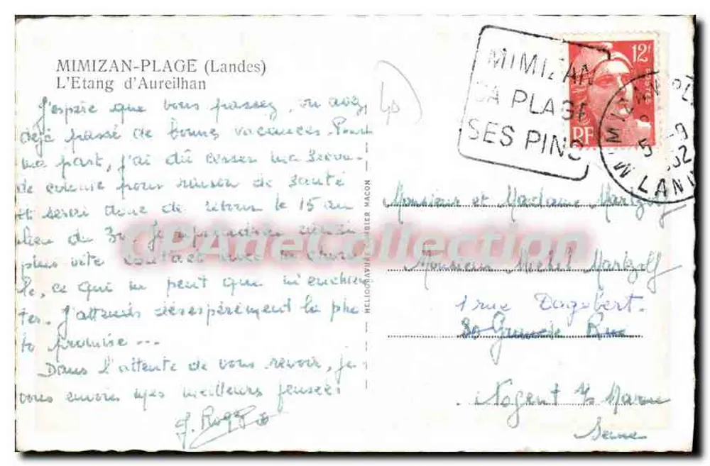 L'Étang d'Aureilhan — Mimizan-Plage (Landes) — Antieke ansichtkaart de Collection - Achterkant