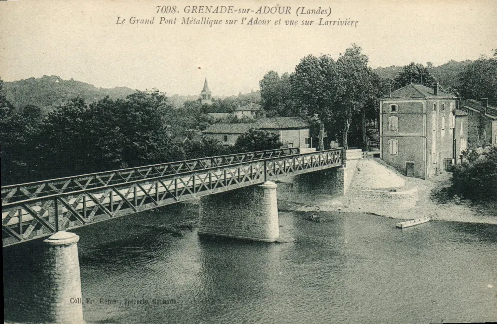 Grenade-sur-Adour (Landes) — Der Große Metallbrücke über den Adour und Blick auf Larrivière — Coll. Fr. Reiner, Spucerde, Grenade - Vorderseite