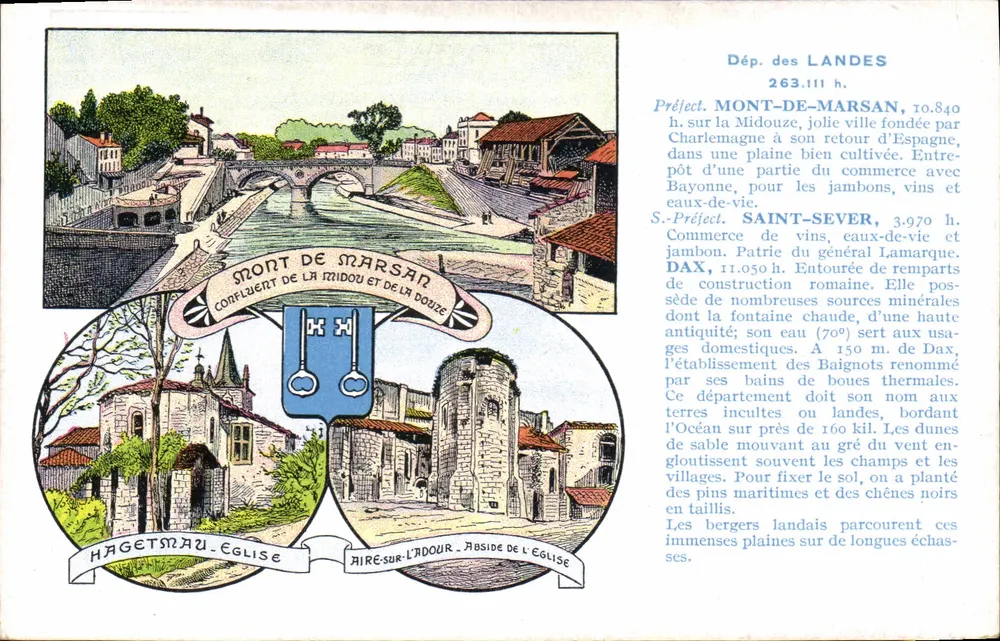 Mont-de-Marsan — Ansicht der Kirche und des Zusammenflusses der Midouze und der Douze — Sonderausgabe Pastilles Valda - Vorderseite