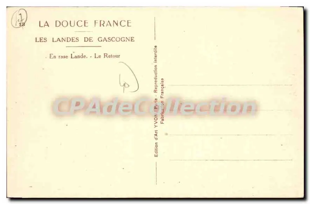 Die Landes von Gascony — Offenes Land — Der Rückkehr — Edition d'Art YVON - Rückseite