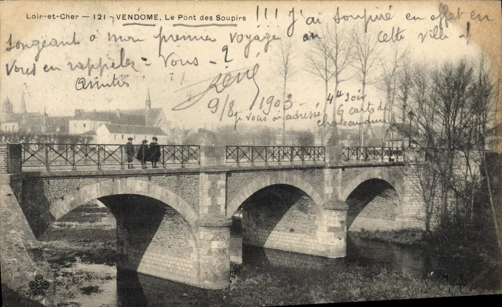 Vendôme, O Ponte dos Suspiros — Loir-et-Cher — editor desconhecido, n° 121 - Frente