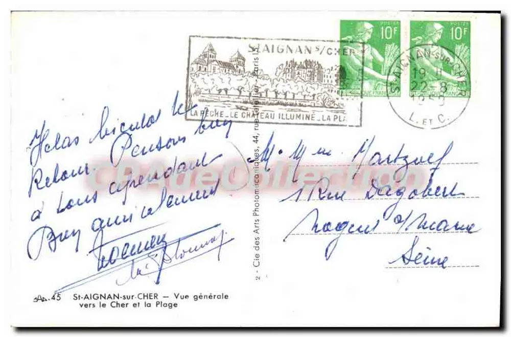 St-Aignan-sur-Cher — Allgemeiner Blick auf den Cher und die Strände — Cie des Arts Photographiques - Rückseite