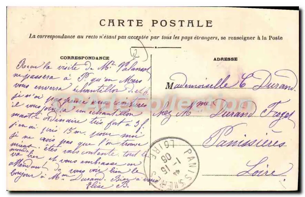 Roanne — O Hotel de Ville — Mme Lafay-Besacier, edição Roanne - Verso
