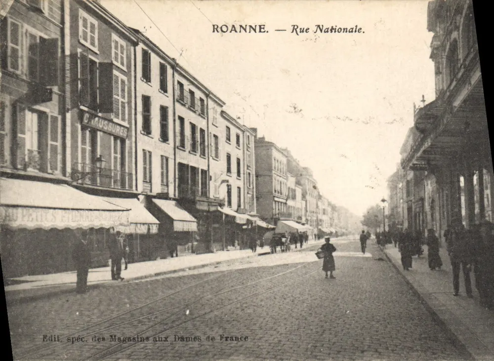 Roanne — Rue Nationale — Edit. spéc. dos Magasins aux Dames de France - Frente