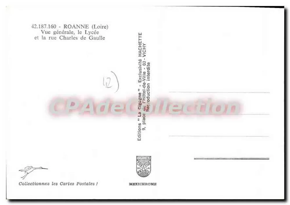 Roanne (Loire) — Allgemeiner Blick, das Lycée und die Straße Charles de Gaulle — Éditions 'La Géographe' Hachette - Rückseite
