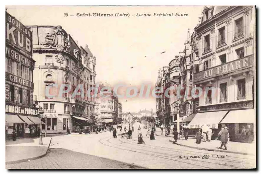 Saint-Étienne (Loire) - Avenida Presidente Faure — B.F. Paris, n°99 - Frente