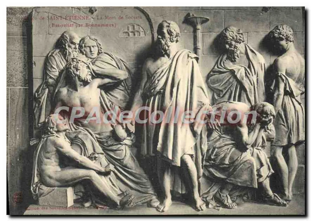 A Morte de Sócrates — Bas-relief de Bonnassieux — Edição das Novas Galerias, Saint-Étienne - Frente
