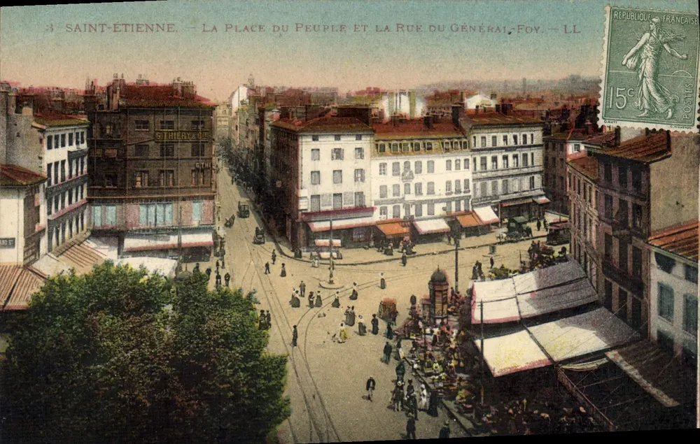 Saint-Étienne — Place du Peuple und Rue du Général Foy — LL - Vorderseite