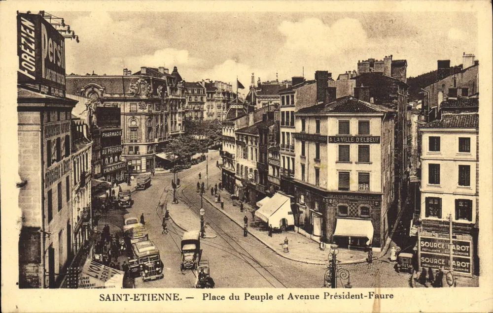Saint-Étienne — Place du Peuple und Avenue Président-Faure — Verlag: Département de la Loire - Vorderseite