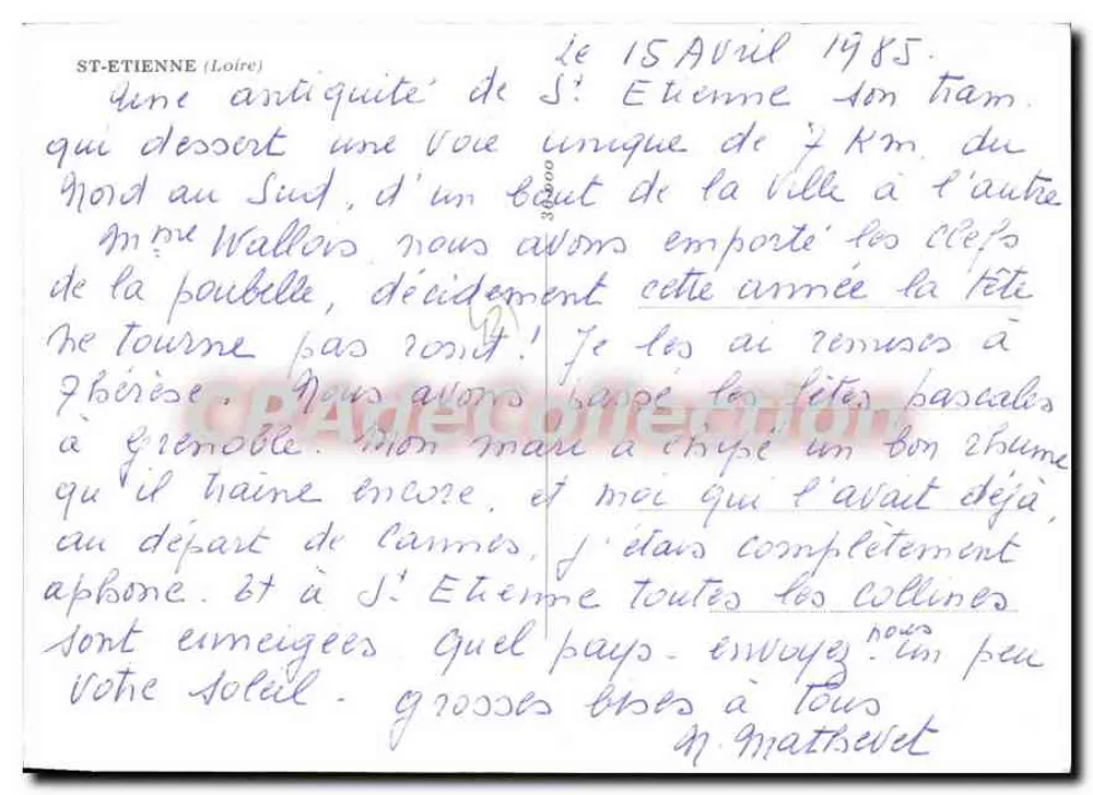 St Étienne — Tramway e paisagens — editor desconhecido, número de série não visível - Verso