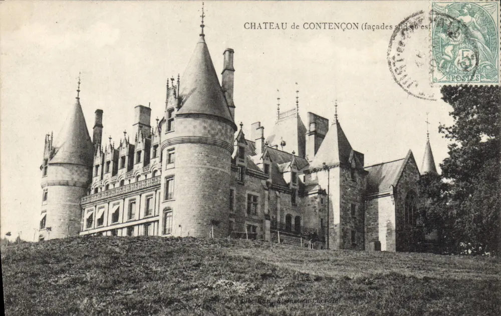 Castelo de Contençon — fachadas sul e leste — editor: Louis Roux, Sainte-Enniguel - Frente
