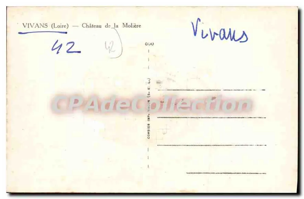 Vivans (Loire) — Castelo de La Molière — Combière Imp. Malin (S. C. L.) - Verso