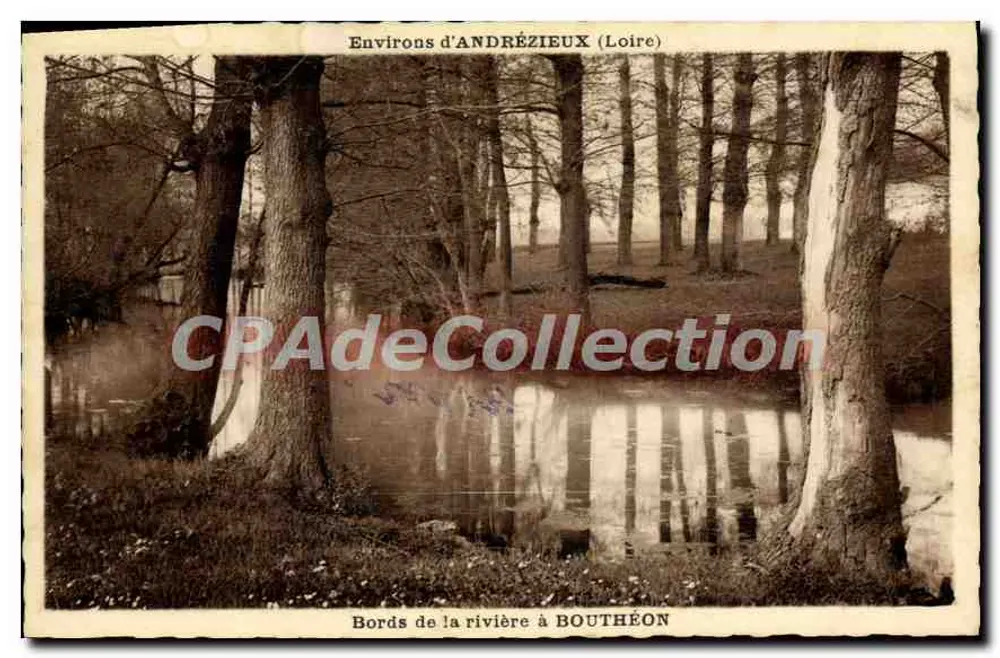Riversufer in BOUTHÉON — Umgebung von ANDRÉZIEUX (Loire) — Antike Ansichtskarte aus Sammlung - Vorderseite