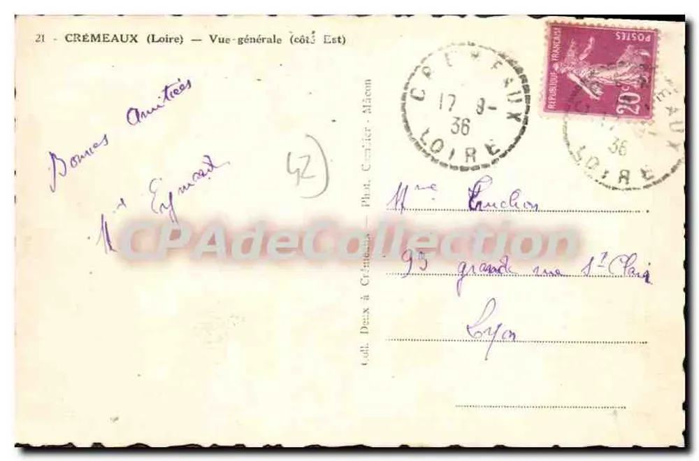 Crémieux (Loire) — Vista geral (lado Leste) — Fot. C. Léger em Crémieux - Verso