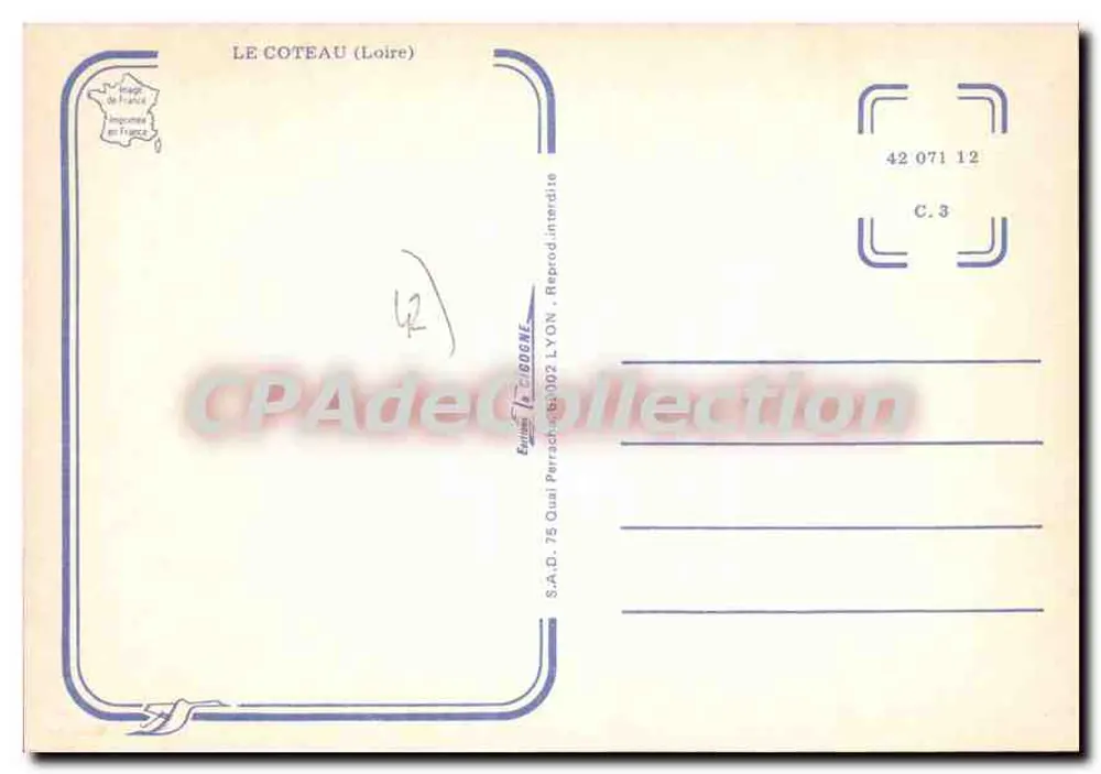 Le Coteau — Partnerstadt mit Zwevegem (Belgien) und Lorsch (Deutschland) — Edition S.A.D. Lyon - Rückseite