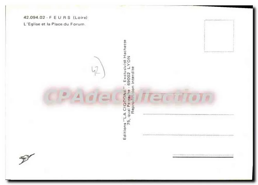 Chiesa e Piazza del Forum — Feurs (Loira) — Edizioni 'LA CIGOGNE', Lione - Verso