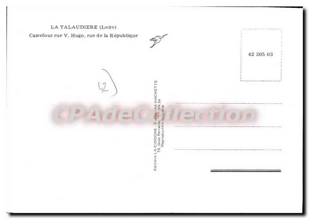 La Talaudière (Loire) — Kreuzung der rue V. Hugo, rue de la République — Editions LA CIGOGNE - Rückseite