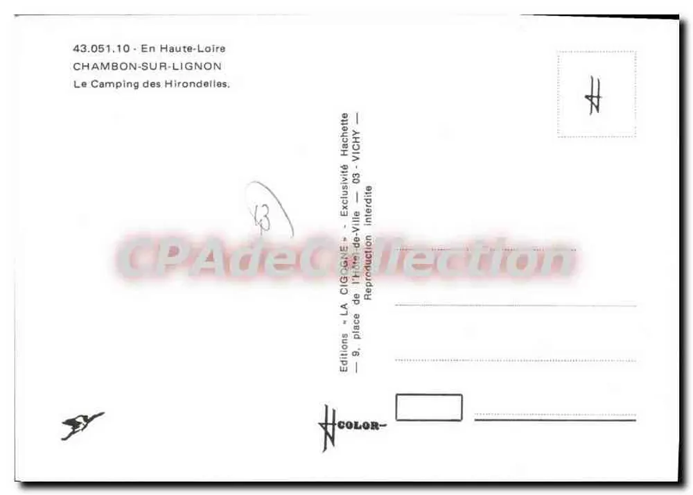 Chambon-sur-Lignon — Der Campingplatz der Schwalben — Editions LA CIGOGNE - Rückseite