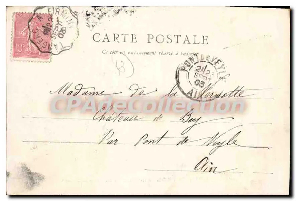 Schloss MONISTROL - Ehemaliges Schloss der Bischöfe — Vintage Postcard/Antike Ansichtskarte - Rückseite
