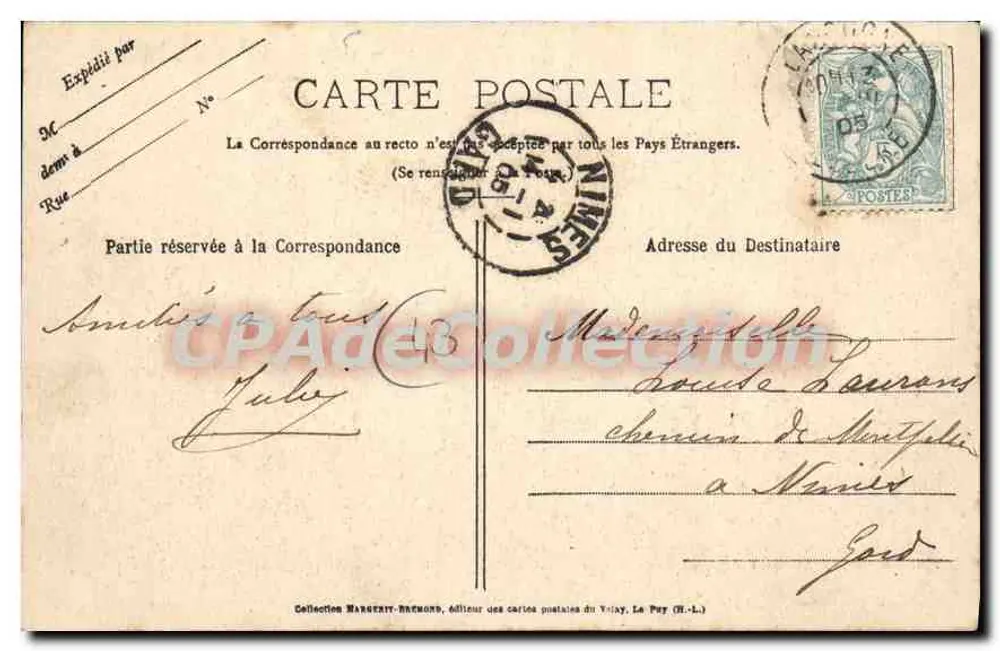 Die Bourrée des Velay — nationale Tanz — Cliché M. B. - Rep. int. n°278 - Rückseite