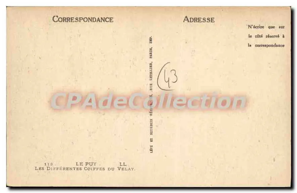 As diferentes toucas do Velay — 113, rue Neubourg, Le Puy — editor não visível - Verso