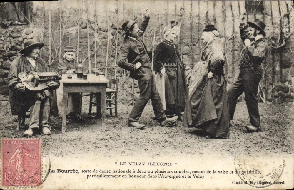 La Bourrée — nationale Tanz in Auvergne und Velay — Cliché M. H. Rapzod, Interd. - Vorderseite