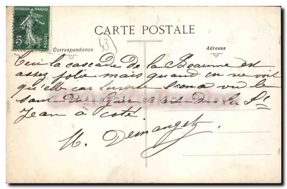 Beaume-Wasserfälle — nahe Le Puy-en-Velay (Haute-Loire) — Nr. 437 - Rückseite