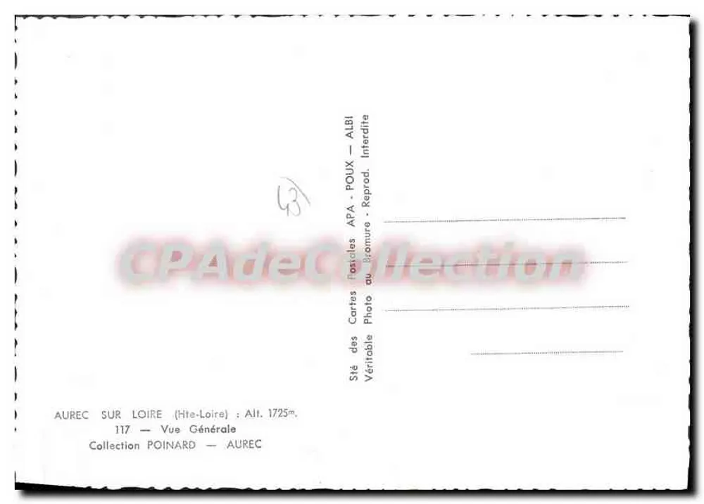 Aurec-sur-Loire — Allgemeiner Blick — Verlag APA, Nr. 117 - Rückseite