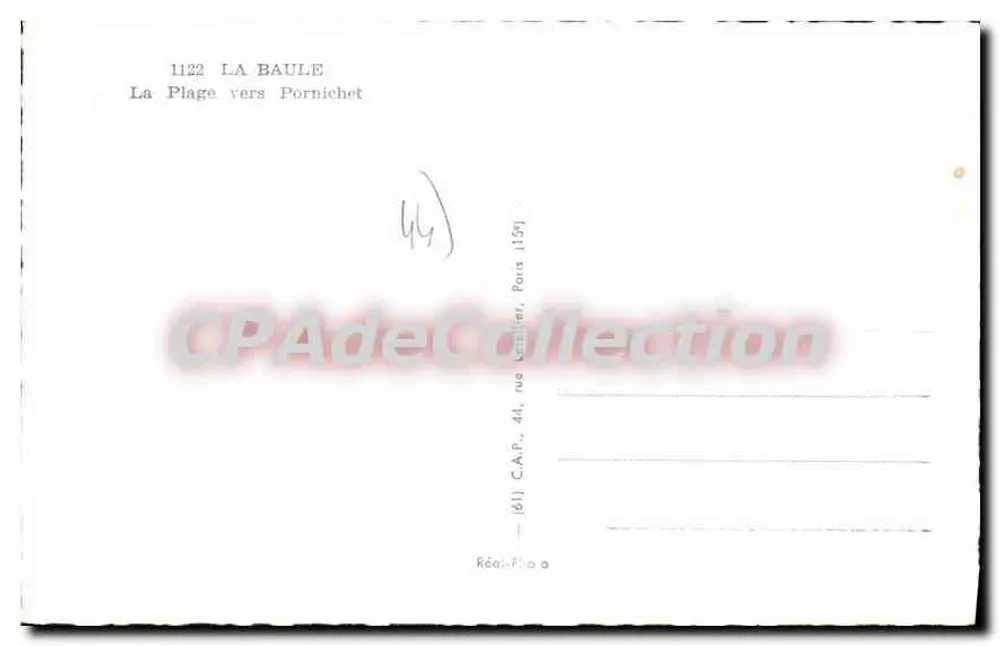 La Baule — A Praia em direção a Pornichet — C.A.P. n°1122 - Verso