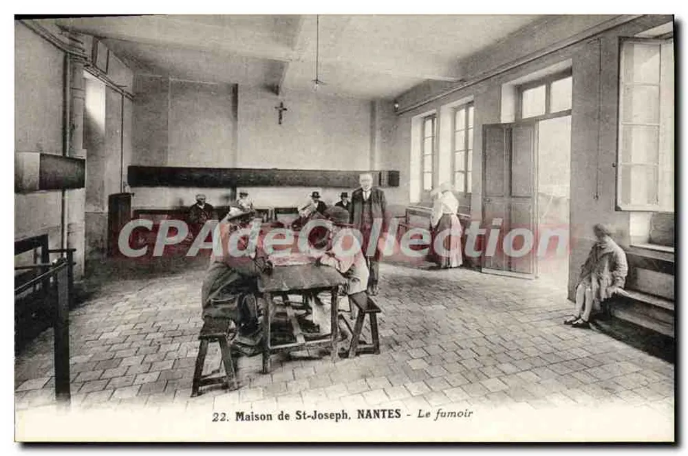 Haus St-Joseph, NANTES — Der Rauchsaal — Antike Ansichtskarte déCollection - Vorderseite