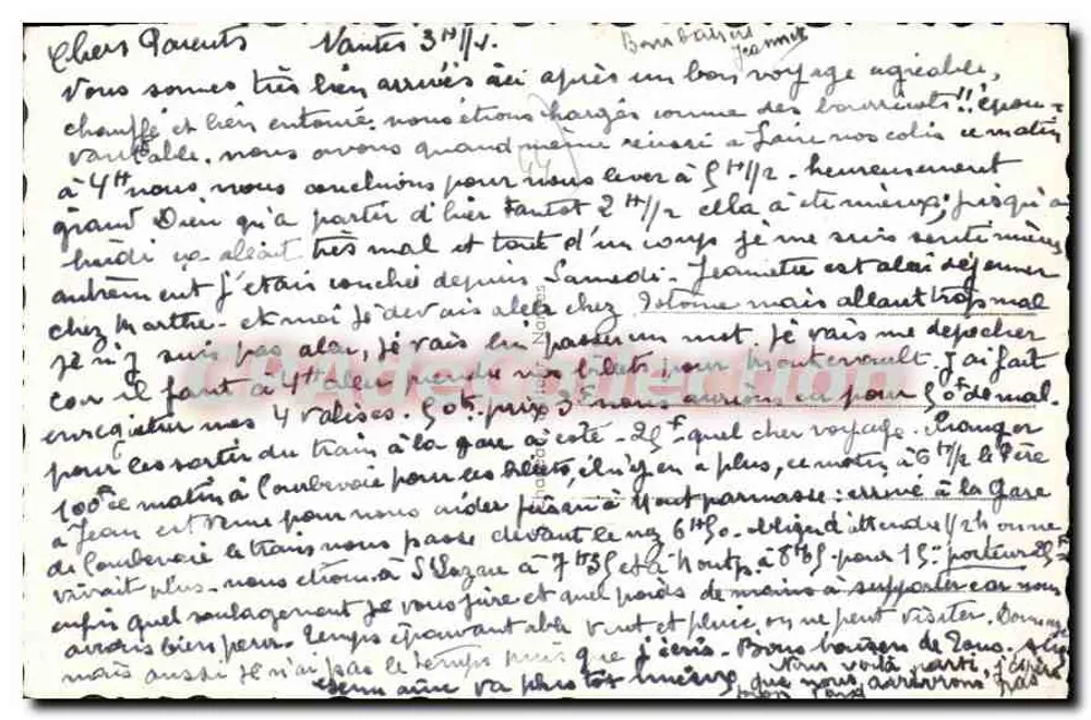 Nantes vor den Bombenangriffen — Ansicht in Richtung Saint-Clair und Viertel Saint-Louis oder Notre-Dame, aufgenommen vom Transbordeur — Vintage Postcard/Antike Ansichtskarte - Rückseite
