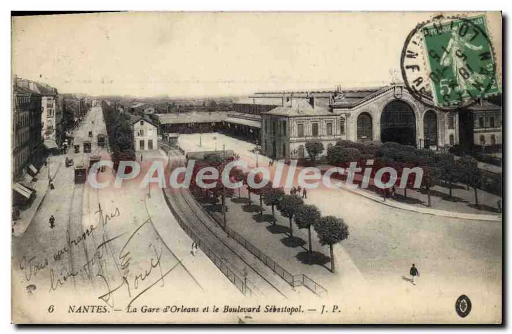 NANTES — Die Gare d'Orléans und der Boulevard Sébastopol — J. P. - Vorderseite