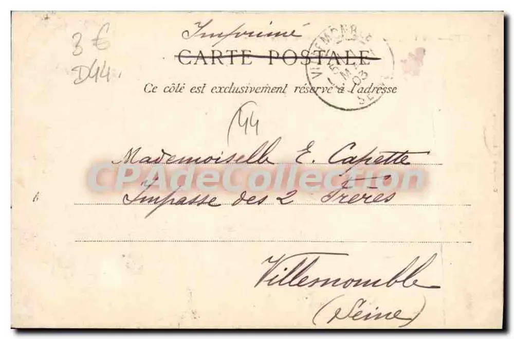 NANTES — Die Kapelle der R. P. Capuciner, Rue Noire — Druckerei L. P. de Nantes - Rückseite