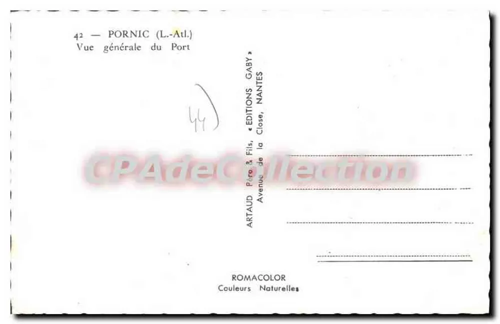 Pornic (L.-Atl.) — Vista geral do Porto — Éditions Gaby, Nantes - Verso
