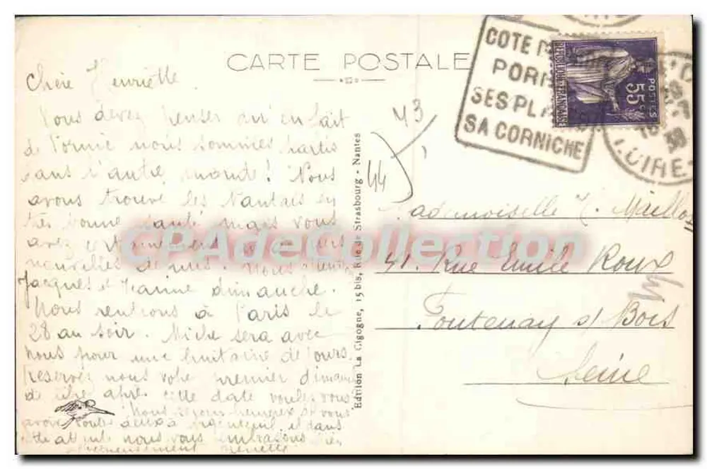 Pornic — Praia dos Flots em Gourmalon — Edição La Gipogos, Strasbourg, n° 539 - Verso