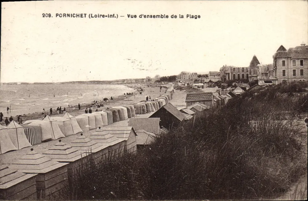Pornichet (Loire-Inf.) — Vista Geral da Praia — F. Chapeau, editor Nantes, n° 209 - Frente