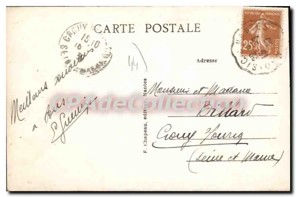 Pornichet (Loire-Inf.) — Vista Geral da Praia — F. Chapeau, editor Nantes, n° 209 - Verso