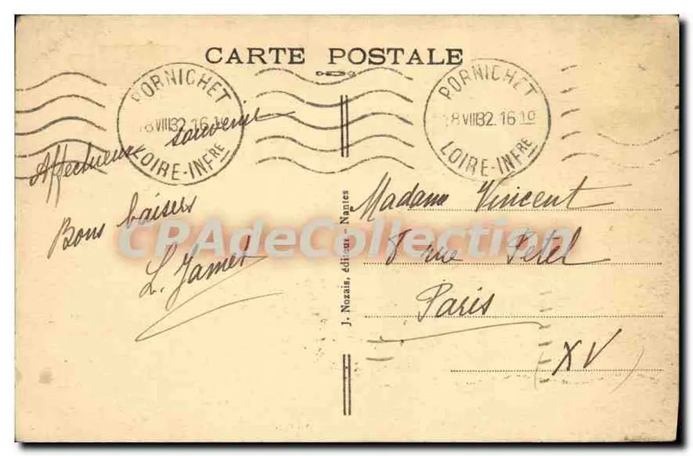 Pornichet — Passeio a cavalo na praia — J. Nozzia, editor, Nantes - Verso