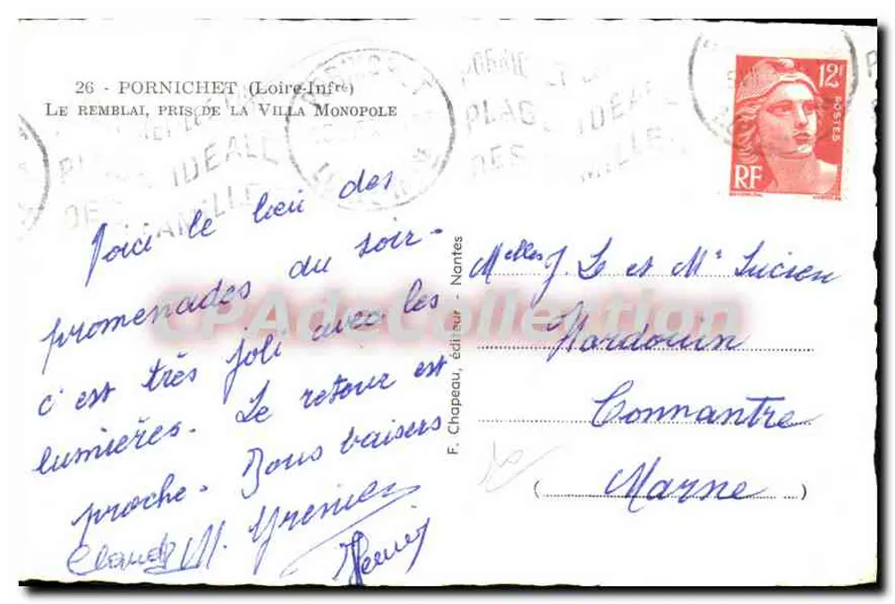 Hotel Regent — Strand und Promenade — F. Chopeau, Verlag, Nantes - Rückseite