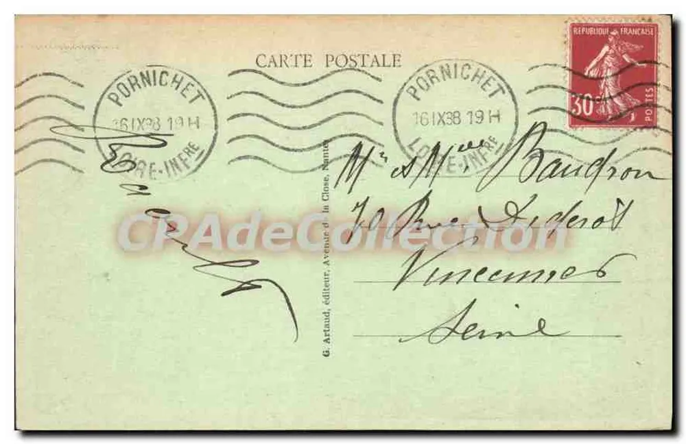 Pornichet (Loire-Infér.) — A enseada e os Châtellets — G. Artaud, editor, Nantes - Verso