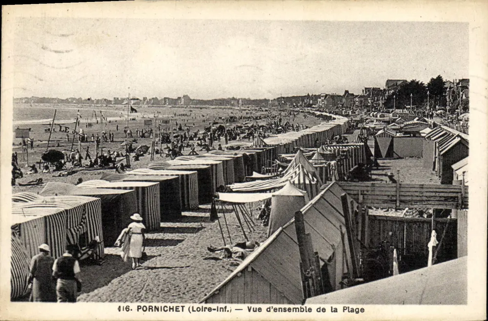 Pornichet (Loire-Inf.) — Vista geral da Praia — F. Chapeau, editor, Nantes, série 416 - Frente