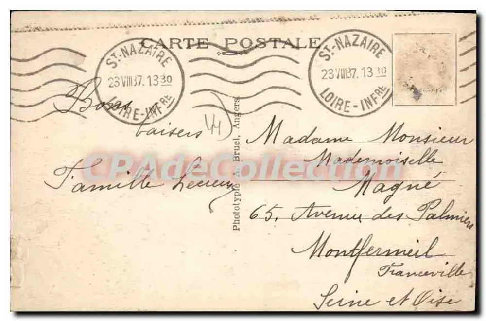 Saint-Nazaire (L.-Inf.) — A Praia — A. B. n°33 - Verso