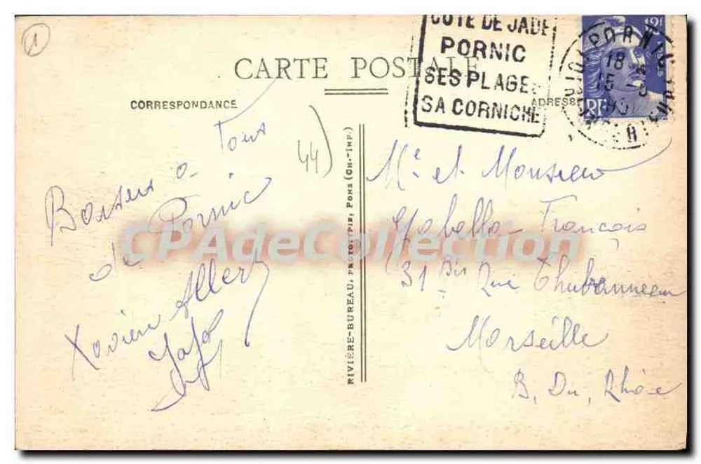 Côte de Jade — Conjunto dos rochedos da Petite Birochère e sua Praia — PORNIC-le-CLION-sur-MER (L.-Inf.) - Verso