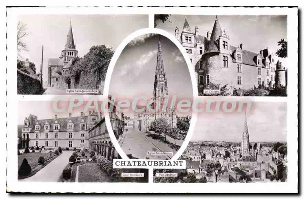 Châteaubriant — Églises et vue générale — Éditeur Gaby - Recto