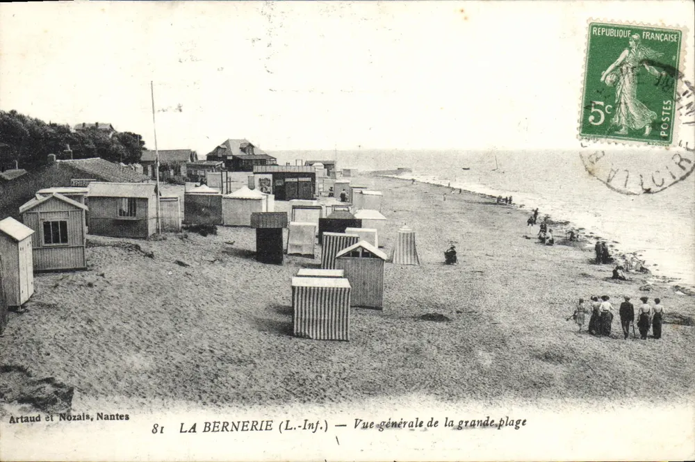 La Bernerie (L.-Inf.) — Vista geral da grande praia — Artaud et Nozais, Nantes, n°81 - Frente