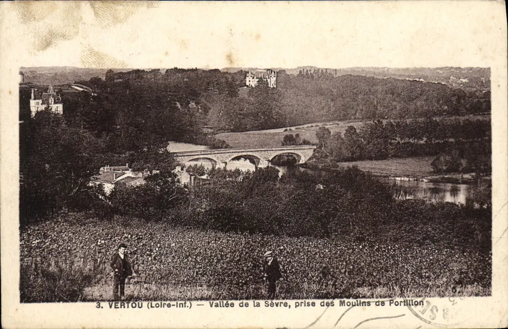 Vertou (Loire-Inf.) — Tal der Sèvre, Aussicht von den Mühlen von Portillon — F. Chapeau, Verleger, Nantes - Vorderseite