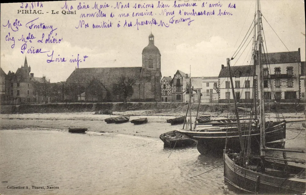 Piriac - Der Kai — Ansicht des Hafens mit Booten und Kirche — Sammlung A. Thuret, Nantes - Vorderseite