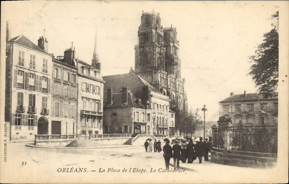 Orléans — La Place de l'Étape. Die Kathedrale — Sammlung M. Maireon, n°51 - Vorderseite