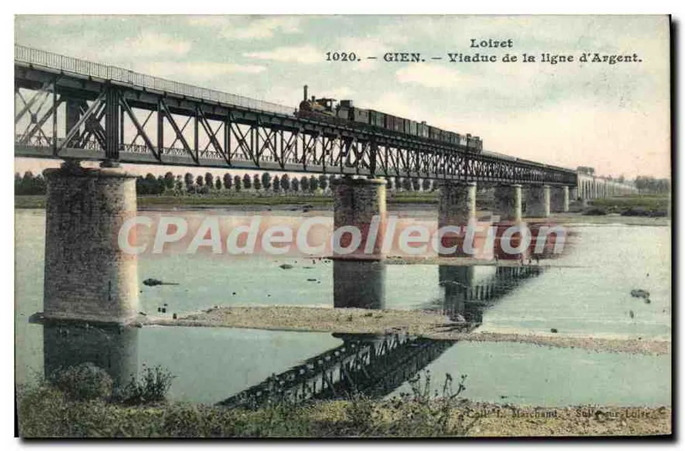Loiret — Viadukt der Argent-Linie nach Gien — Verlag Gien, Nr. 1020 - Vorderseite